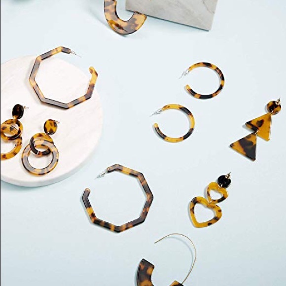 6 Pairs Geometric Leopard Bohemian Earrings - Picture 5 of 8